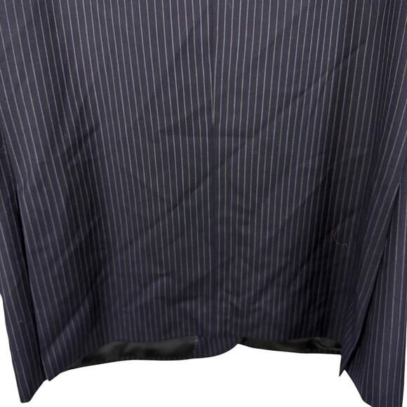 Bachrach Navy 3 Button 2 Piece Suit Jacket Pants Pinstriped Mens sz 46 Long - Picture 13 of 16